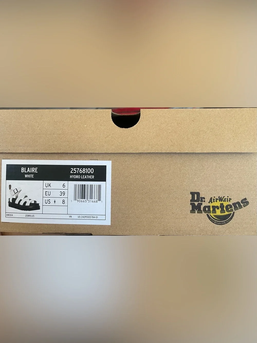 New Dr. Martens Blaire White Hydro Leather Sandals - Picture 2 of 11